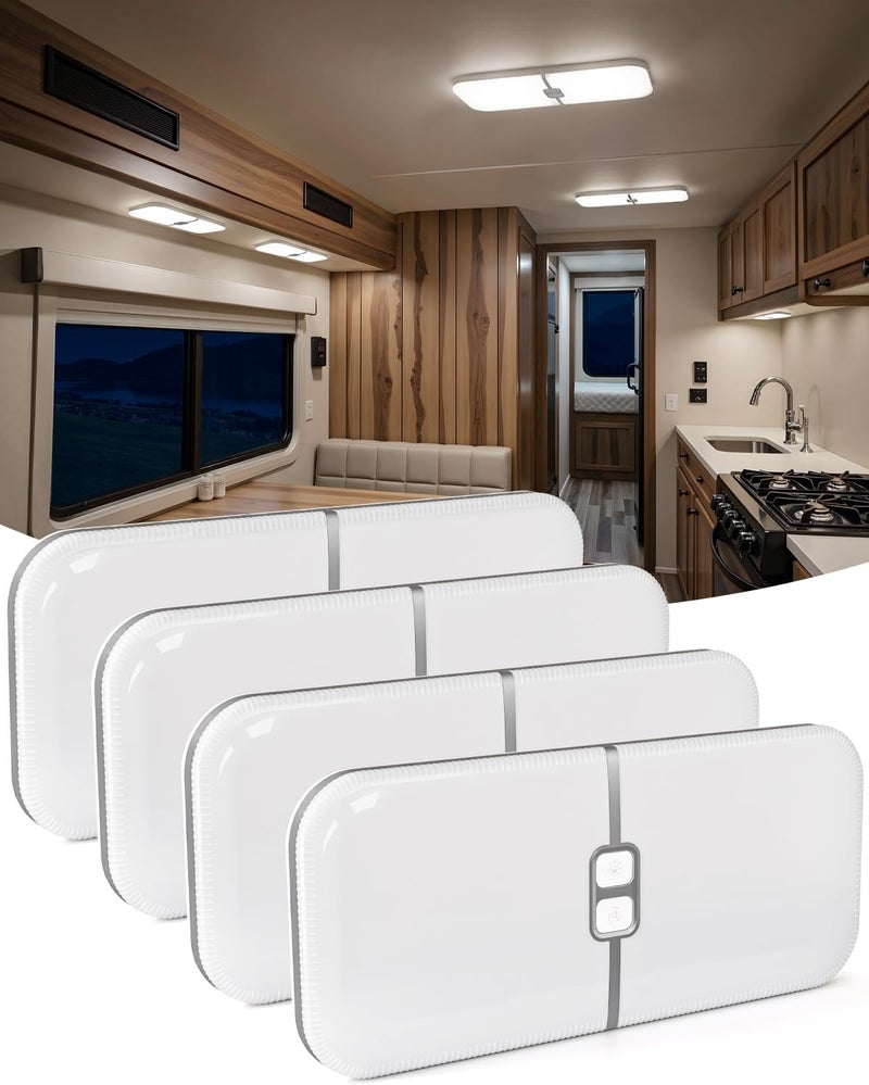 DFGOTOP 12V LED Light, RV Ceiling Dome Light 204 LEDs Camper Lights Dimmable Warm Cool Natural White for RV Caravan Motorhome Enclosed Cargo Trailer Camper Truck Lorry Van Boat Car - Image 1